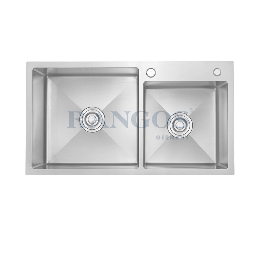 CHẬU RỬA BÁT HANDMADE 2 HỐ LỆCH RGS-8245L